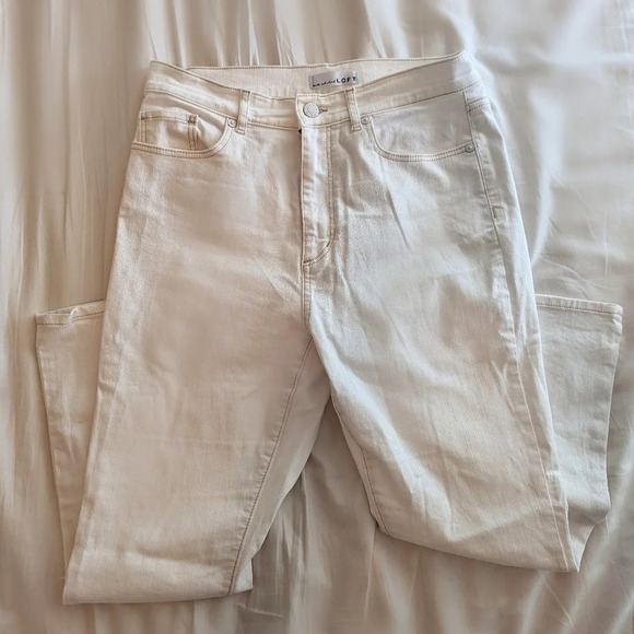 LOFT 6P 28P Petite High Rise Kick Crop Jeans White - Picture 3 of 4